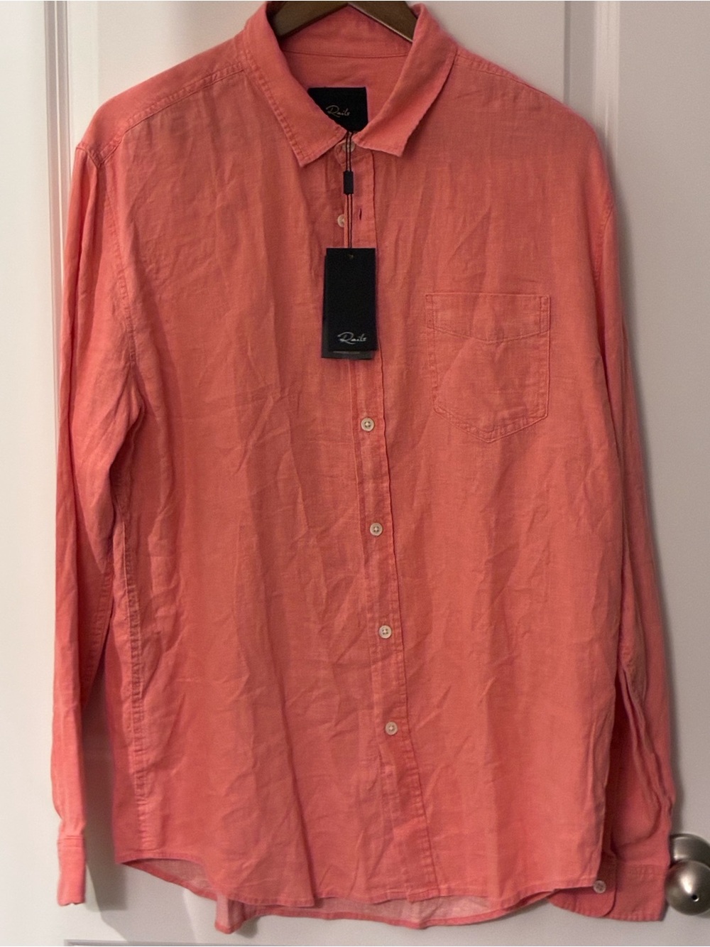 Rails Coral-Peach Long-Sleeve Button-Down Shirt